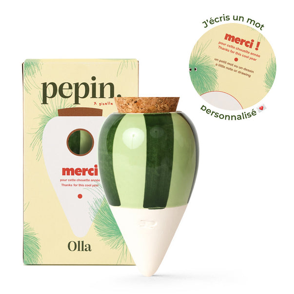 Olla Grün-grün gestreift – Limitierte Edition „Merci"